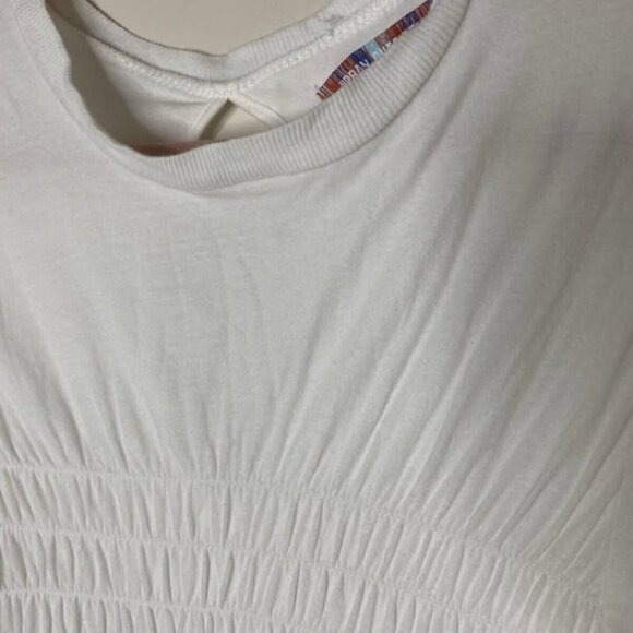 Urban Outfitters White Textured Ruched Mini Dress Size S Cap Sleeve - Picture 7 of 10